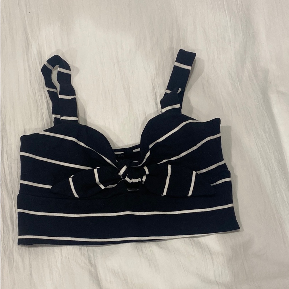 Black and White Striped Crop Top